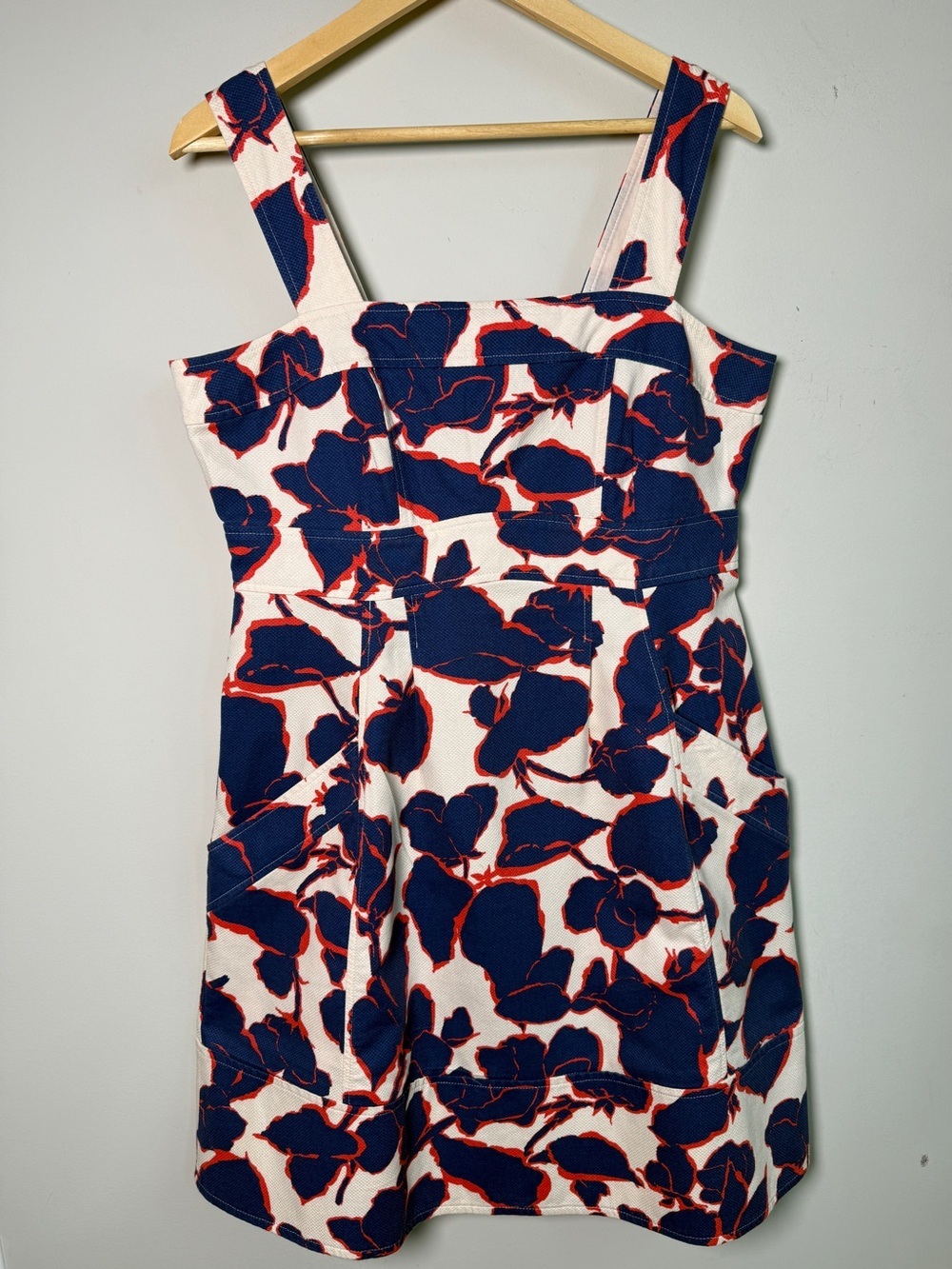 Lands End Cotton Floral Sundress Pockets Nautical Coastal Preppy Vacation 12
